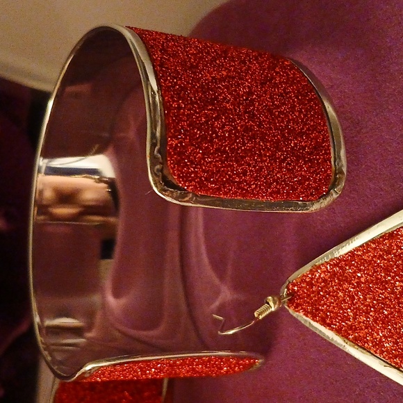 2280778-15. Handmade Indian Choker-Cuff-Earring Set - Open back. - Picture 10 of 12